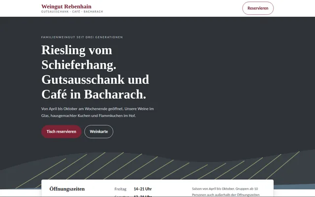 Vorschau des Beispiel-Designs für ein Weingut mit Café: Schiefergrau, Weinrot und Weinberg-Grafik